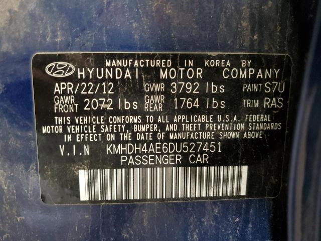 Photo 11 VIN: KMHDH4AE6DU527451 - HYUNDAI ELANTRA 