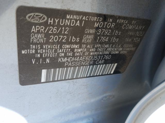 Photo 9 VIN: KMHDH4AE6DU531760 - HYUNDAI ELANTRA GL 