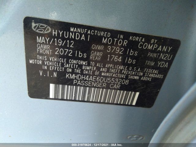 Photo 8 VIN: KMHDH4AE6DU553208 - HYUNDAI ELANTRA 