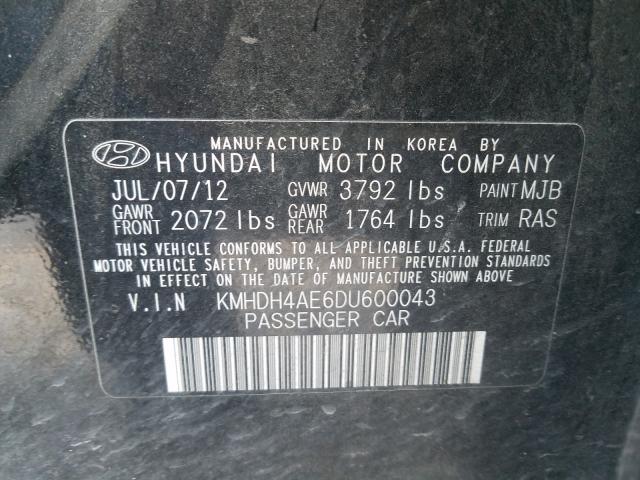 Photo 9 VIN: KMHDH4AE6DU600043 - HYUNDAI ELANTRA GL 