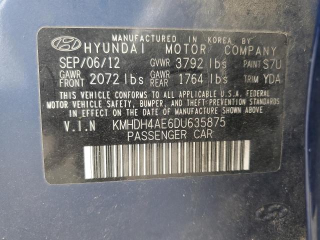 Photo 12 VIN: KMHDH4AE6DU635875 - HYUNDAI ELANTRA GL 