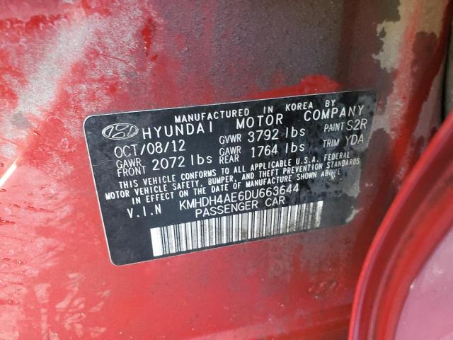 Photo 12 VIN: KMHDH4AE6DU663644 - HYUNDAI ELANTRA 