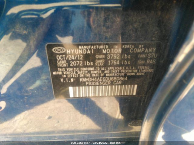 Photo 8 VIN: KMHDH4AE6DU680864 - HYUNDAI ELANTRA 