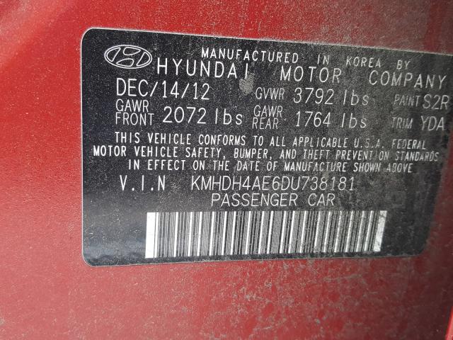 Photo 9 VIN: KMHDH4AE6DU738181 - HYUNDAI ELANTRA GL 