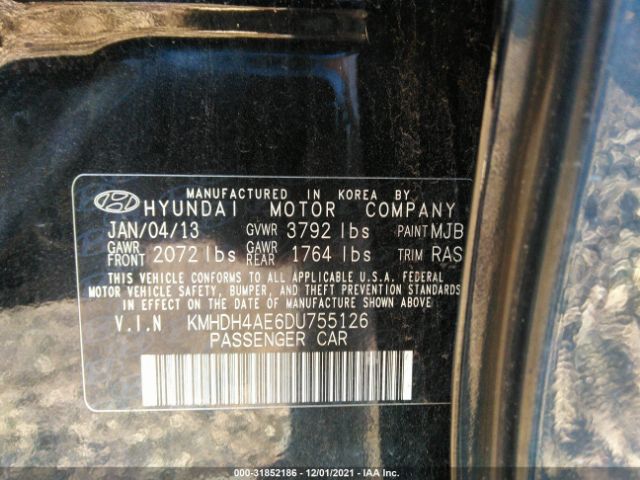 Photo 8 VIN: KMHDH4AE6DU755126 - HYUNDAI ELANTRA 