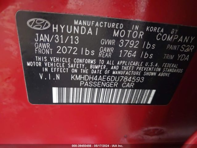 Photo 8 VIN: KMHDH4AE6DU784593 - HYUNDAI ELANTRA 