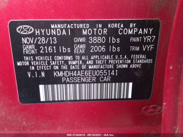 Photo 8 VIN: KMHDH4AE6EU055141 - HYUNDAI ELANTRA 