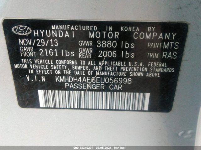 Photo 8 VIN: KMHDH4AE6EU056998 - HYUNDAI ELANTRA 