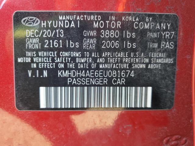 Photo 9 VIN: KMHDH4AE6EU081674 - HYUNDAI ELANTRA SE 