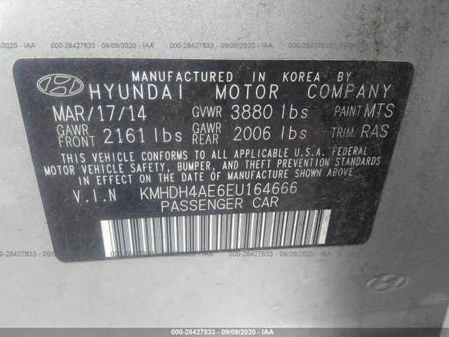 Photo 8 VIN: KMHDH4AE6EU164666 - HYUNDAI ELANTRA 