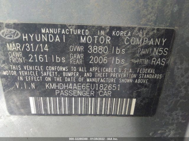 Photo 8 VIN: KMHDH4AE6EU182651 - HYUNDAI ELANTRA 