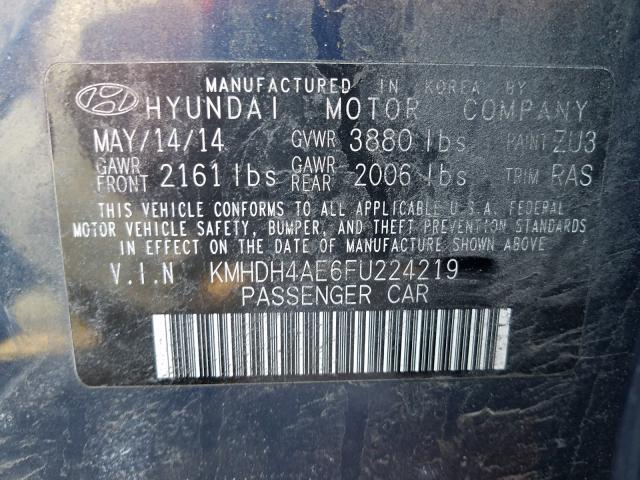 Photo 9 VIN: KMHDH4AE6FU224219 - HYUNDAI ELANTRA SE 