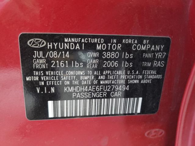 Photo 9 VIN: KMHDH4AE6FU279494 - HYUNDAI ELANTRA SE 