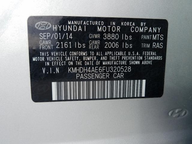 Photo 9 VIN: KMHDH4AE6FU320528 - HYUNDAI ELANTRA 