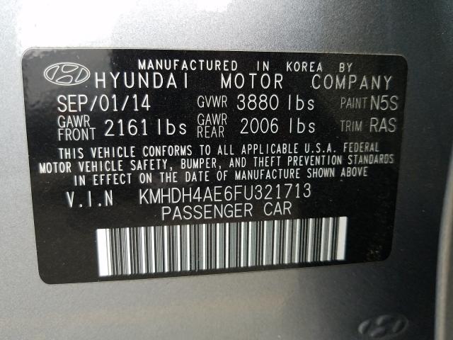 Photo 9 VIN: KMHDH4AE6FU321713 - HYUNDAI ELANTRA SE 