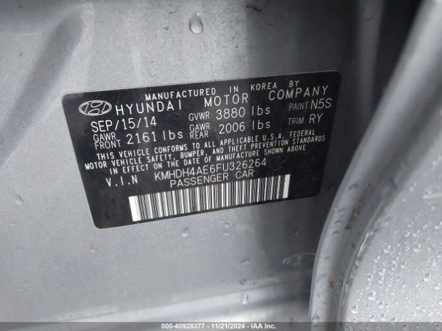 Photo 8 VIN: KMHDH4AE6FU326264 - HYUNDAI ELANTRA 