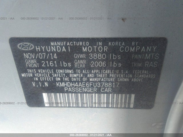 Photo 8 VIN: KMHDH4AE6FU378817 - HYUNDAI ELANTRA 