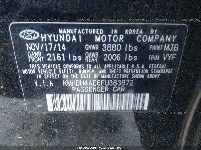 Photo 8 VIN: KMHDH4AE6FU383872 - HYUNDAI ELANTRA 