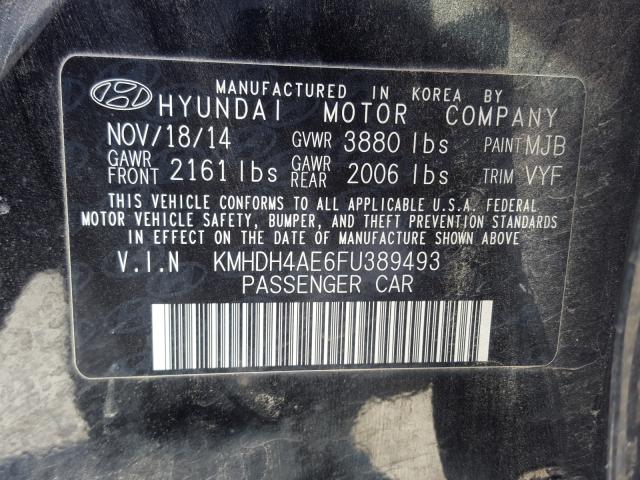 Photo 9 VIN: KMHDH4AE6FU389493 - HYUNDAI ELANTRA SE 