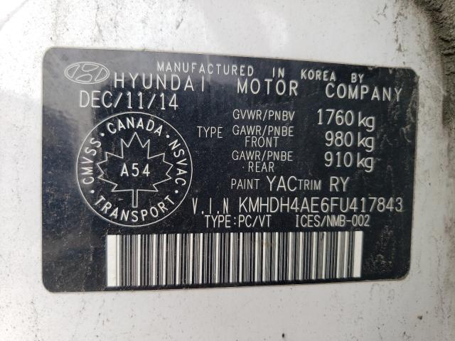 Photo 9 VIN: KMHDH4AE6FU417843 - HYUNDAI ELANTRA SE 