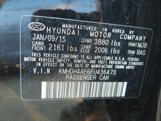 Photo 9 VIN: KMHDH4AE6FU436473 - HYUNDAI ELANTRA SE 