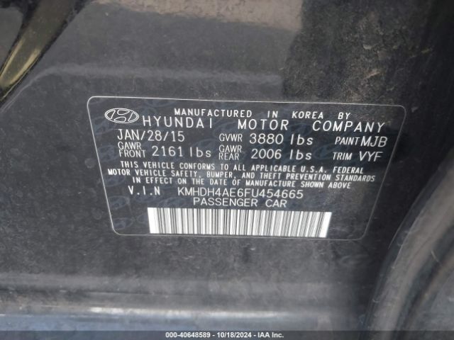 Photo 8 VIN: KMHDH4AE6FU454665 - HYUNDAI ELANTRA 