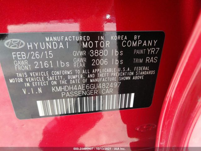 Photo 8 VIN: KMHDH4AE6GU482497 - HYUNDAI ELANTRA 