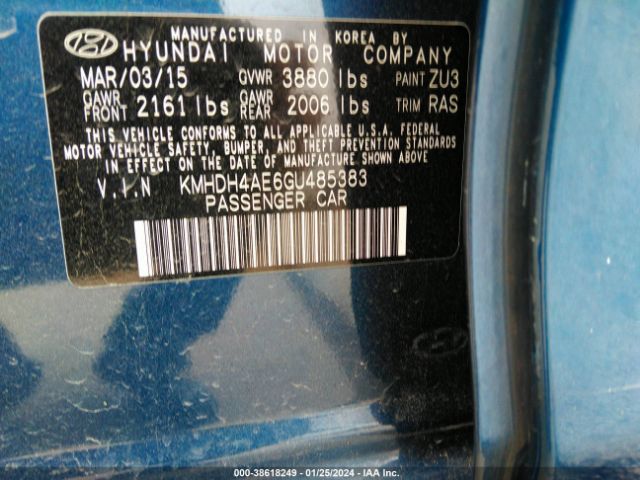 Photo 8 VIN: KMHDH4AE6GU485383 - HYUNDAI ELANTRA 