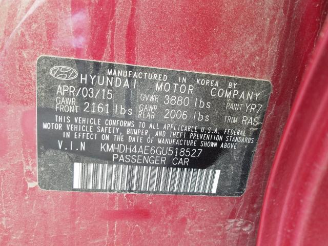 Photo 9 VIN: KMHDH4AE6GU518527 - HYUNDAI ELANTRA SE 