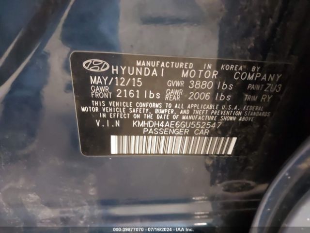 Photo 8 VIN: KMHDH4AE6GU552547 - HYUNDAI ELANTRA 