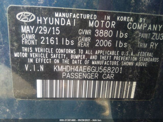 Photo 8 VIN: KMHDH4AE6GU568201 - HYUNDAI ELANTRA 