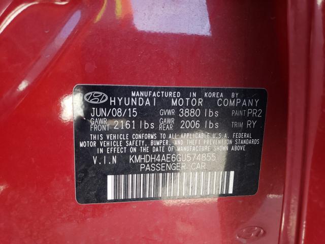 Photo 9 VIN: KMHDH4AE6GU574855 - HYUNDAI ELANTRA SE 