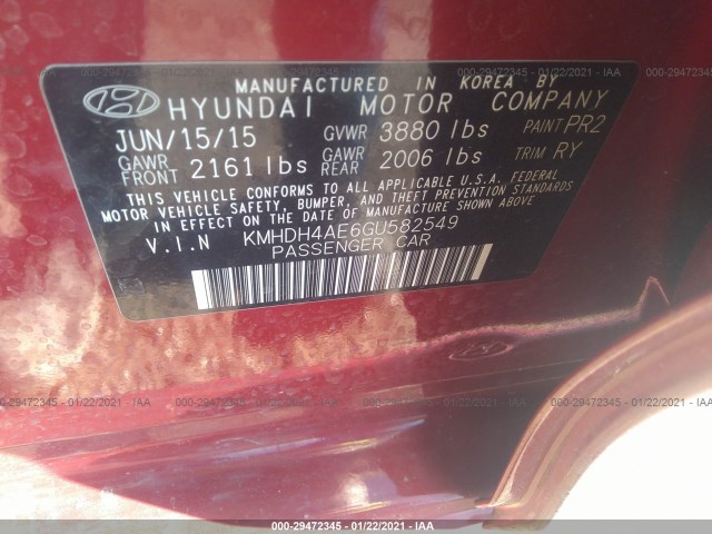 Photo 8 VIN: KMHDH4AE6GU582549 - HYUNDAI ELANTRA 