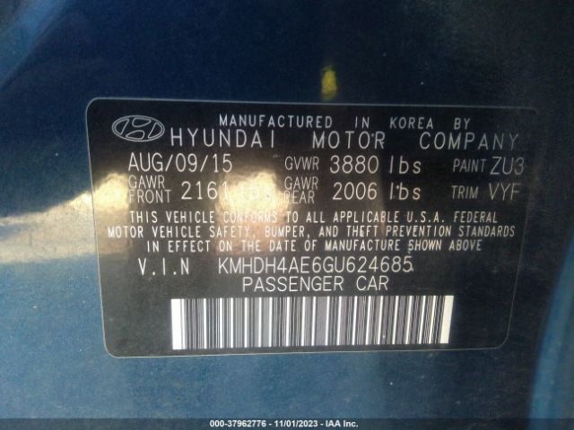 Photo 8 VIN: KMHDH4AE6GU624685 - HYUNDAI ELANTRA 