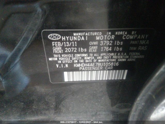 Photo 8 VIN: KMHDH4AE7BU105816 - HYUNDAI ELANTRA 