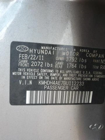 Photo 11 VIN: KMHDH4AE7BU112233 - HYUNDAI ELANTRA GL 