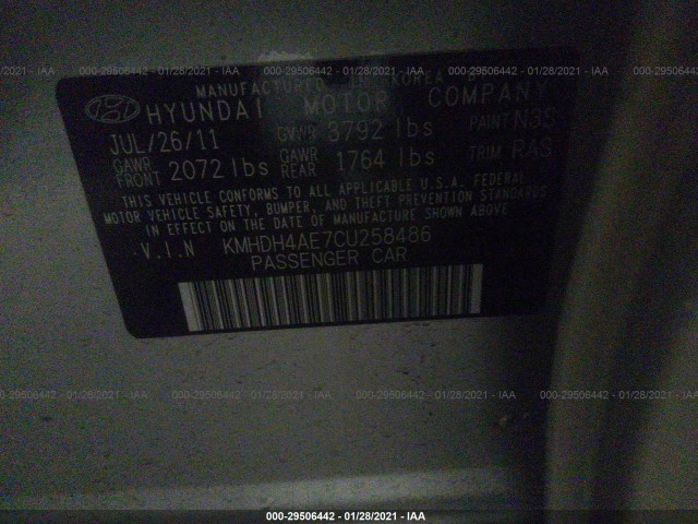 Photo 8 VIN: KMHDH4AE7CU258486 - HYUNDAI ELANTRA 