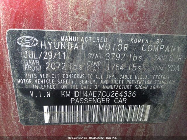 Photo 8 VIN: KMHDH4AE7CU264336 - HYUNDAI ELANTRA 