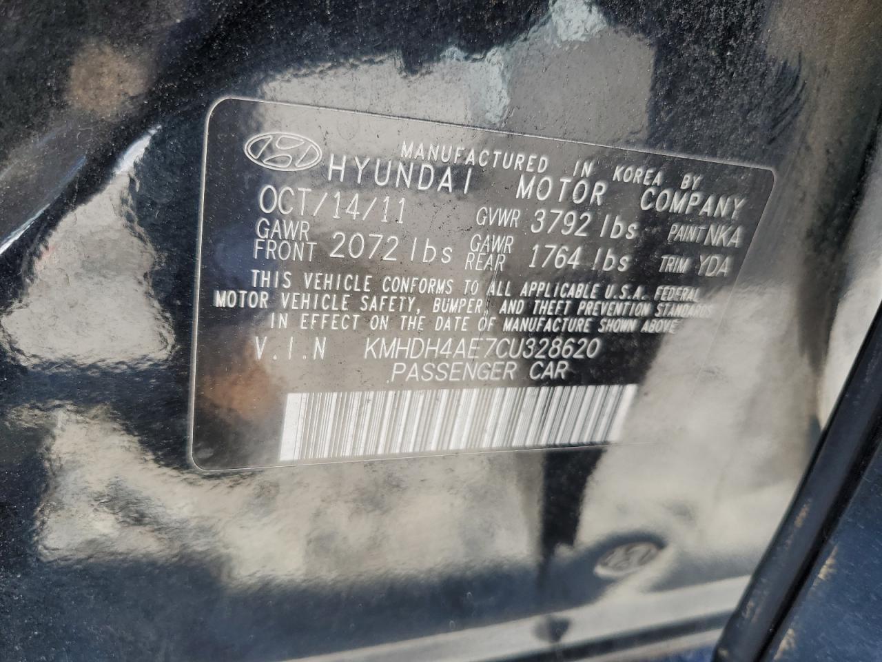 Photo 11 VIN: KMHDH4AE7CU328620 - HYUNDAI ELANTRA 