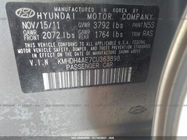 Photo 8 VIN: KMHDH4AE7CU363898 - HYUNDAI ELANTRA 