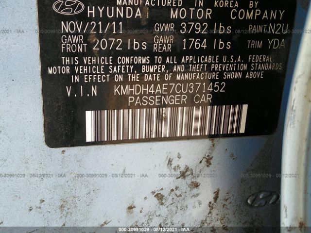 Photo 8 VIN: KMHDH4AE7CU371452 - HYUNDAI ELANTRA 