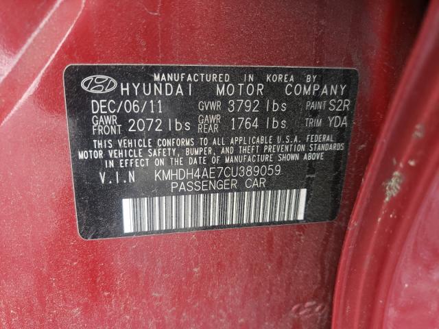 Photo 9 VIN: KMHDH4AE7CU389059 - HYUNDAI ELANTRA GL 