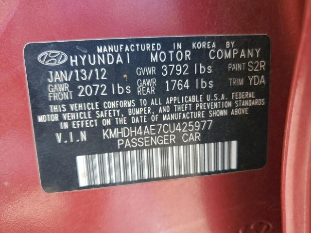 Photo 11 VIN: KMHDH4AE7CU425977 - HYUNDAI ELANTRA GL 