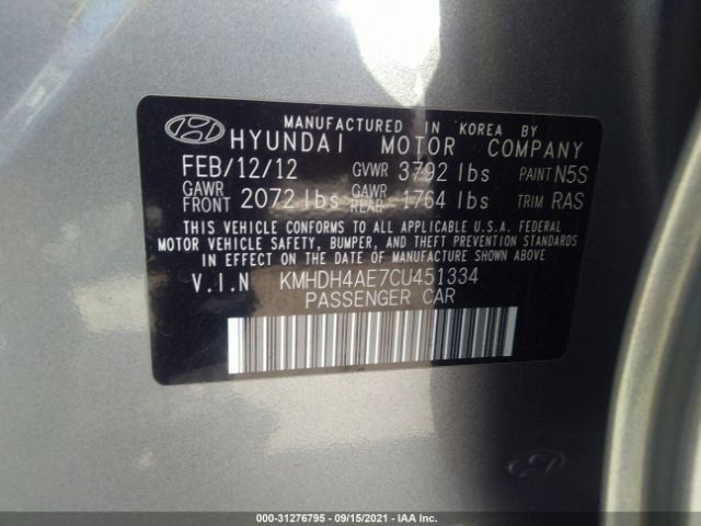 Photo 8 VIN: KMHDH4AE7CU451334 - HYUNDAI ELANTRA 