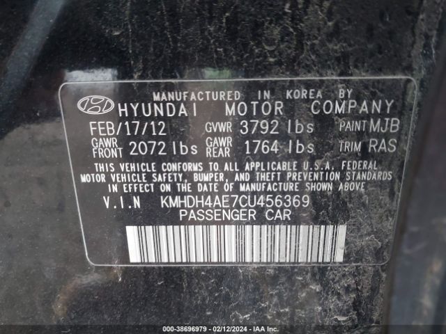 Photo 8 VIN: KMHDH4AE7CU456369 - HYUNDAI ELANTRA 