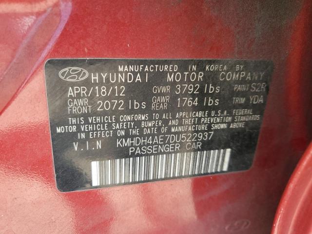 Photo 12 VIN: KMHDH4AE7DU522937 - HYUNDAI ELANTRA 