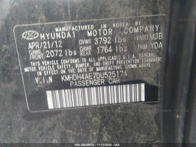 Photo 8 VIN: KMHDH4AE7DU525174 - HYUNDAI ELANTRA 