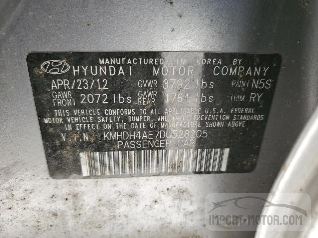 Photo 12 VIN: KMHDH4AE7DU528205 - HYUNDAI ELANTRA 