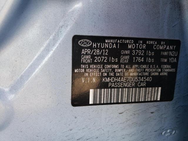 Photo 11 VIN: KMHDH4AE7DU534540 - HYUNDAI ELANTRA CO 