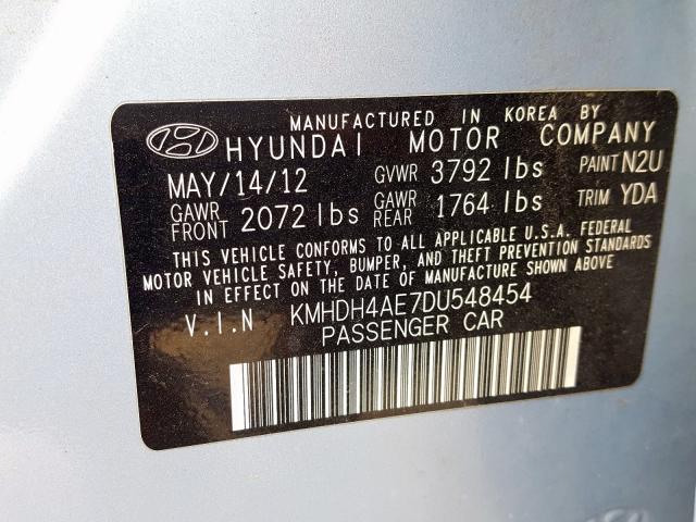 Photo 9 VIN: KMHDH4AE7DU548454 - HYUNDAI ELANTRA GL 